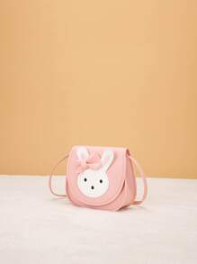Girls Rabbit & Bow Decor Flap Saddle Bag - Pink - View 3