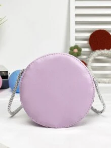 1pc Mini Flower Unicorn Mermaid PU Zipper Closure Cartoon Cute Crossbody Bag Suitable For Daily Use - Purple - View 4