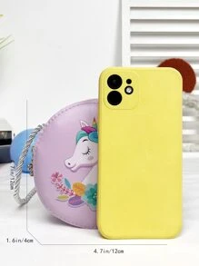 1pc Mini Flower Unicorn Mermaid PU Zipper Closure Cartoon Cute Crossbody Bag Suitable For Daily Use - Purple - View 3