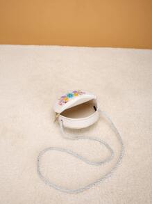 Bolso Cruzado Lindo De Dibujos Animados Con Cierre De Cremallera De Pu De Unicornio De Una Pieza Para Niñas Adecuado Para Uso Diario - Blanco - Ver 4