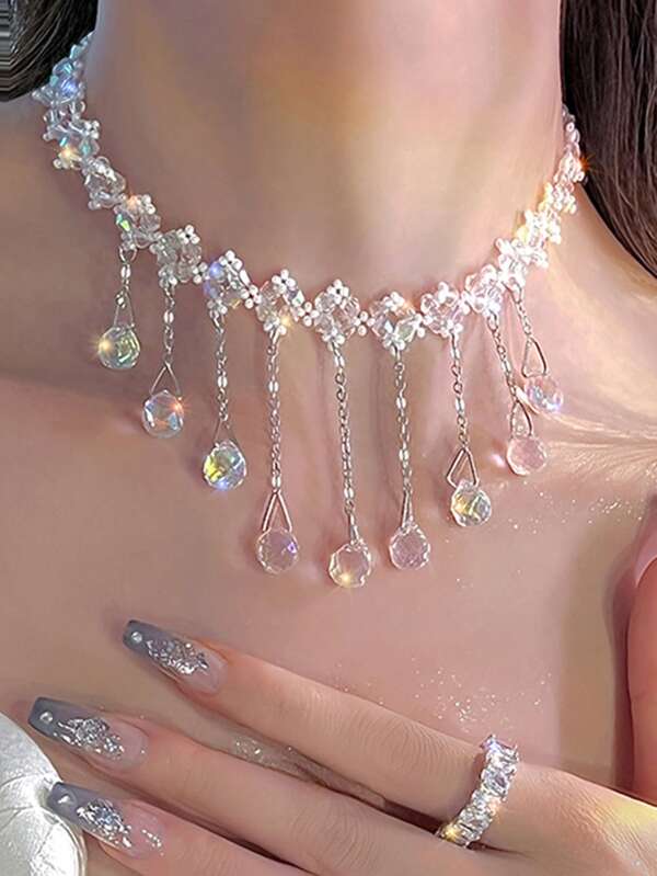 Waterdrop Charm Beaded Choker SHEIN USA