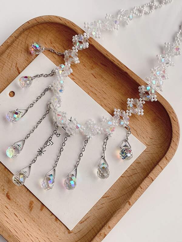 Waterdrop Charm Beaded Choker SHEIN USA