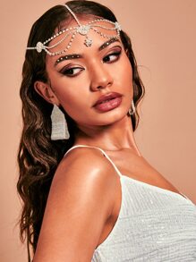 Faixa de cabeça de fantasia de decoração de corrente de strass - Prata - Visão 8