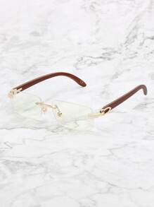 Men Square Rimless Eyeglasses Clear Glasses Accessories