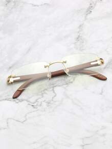 Men Square Rimless Eyeglasses Clear Glasses Accessories