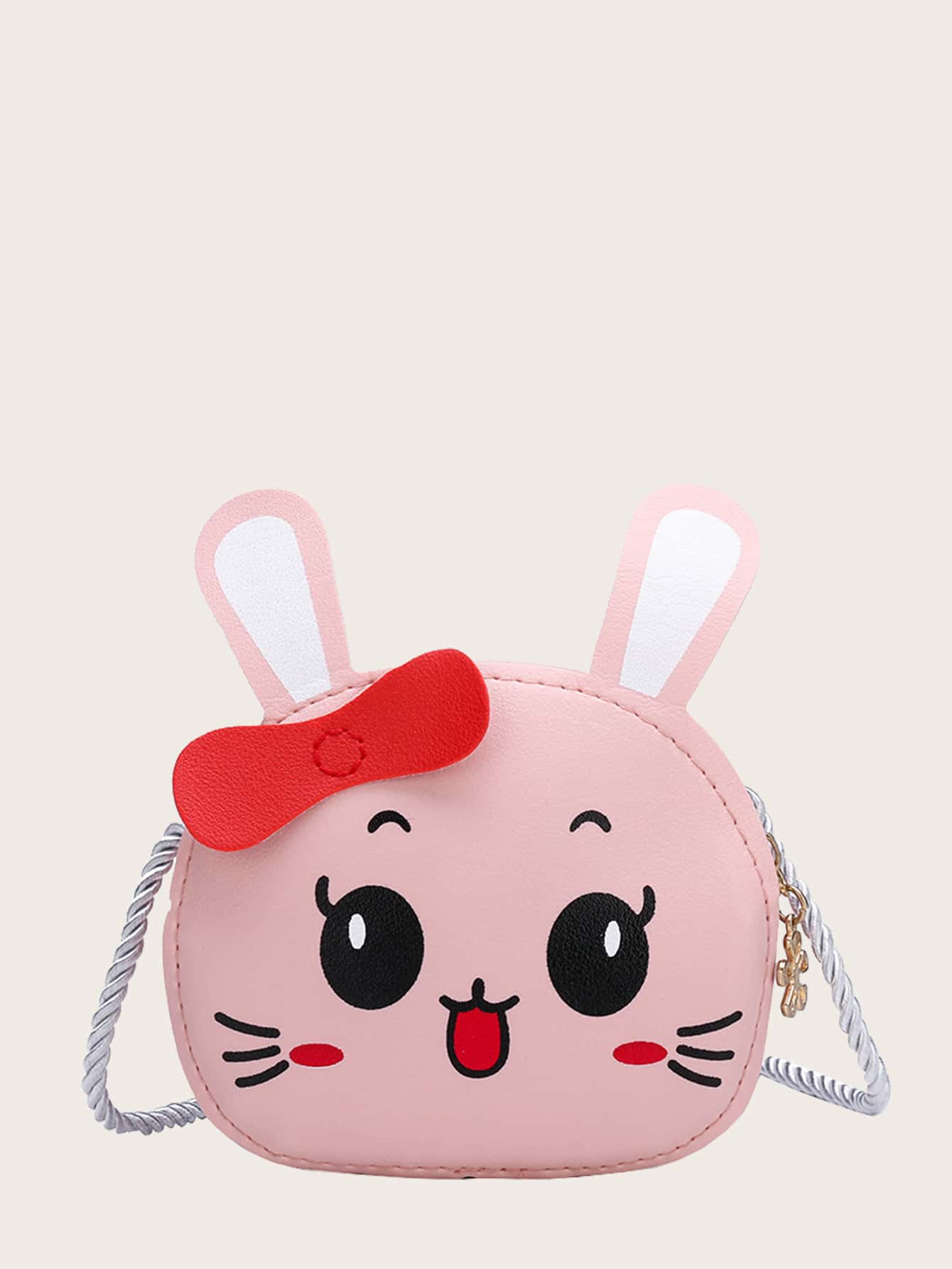 Kids Cartoon Rabbit Design Crossbody Bag - Pink - View 1