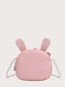 Kids Cartoon Rabbit Design Crossbody Bag - Pink - View 2