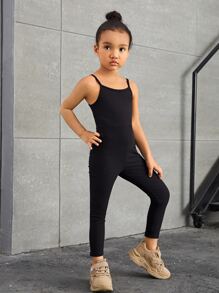 SHEIN Conjunto De Mono Y Chaqueta De Hombros Caídos Con Estampado A Cuadros Para Niñas Jóvenes - Multicolor - Ver 4