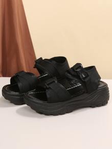 Classic Women's Hook And Loop Sandals, Suitable For Commute, Beach, Summer