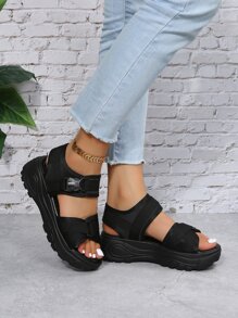 Classic Women's Hook And Loop Sandals, Suitable For Commute, Beach, Summer