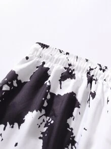 Manfinity EMRG 男士紮染卡通圖案T恤和短褲 - 黑與白 - 查看 4