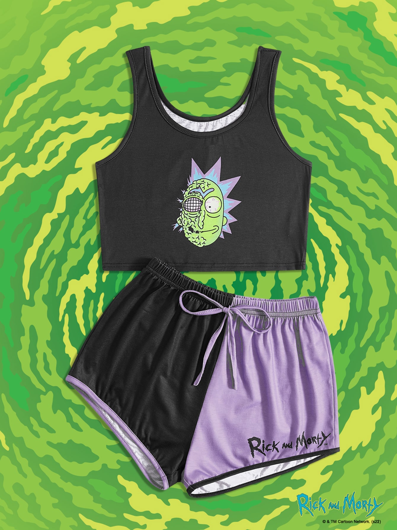 Rick and Morty | ROMWE Street Life Cartoon Graphic PJ Set