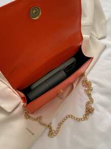 Mini Minimalist Quilted Chain Crossbody Bag - Orange - View 4
