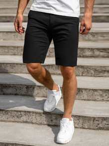 Manfinity Homme Men Solid Slant Pocket Shorts - Black - View 1