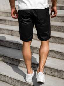Manfinity Homme Men Solid Slant Pocket Shorts - Black - View 2