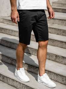Manfinity Homme Men Solid Slant Pocket Shorts - Black - View 3