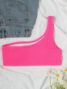 One Shoulder Bikini Top - Hot Pink - View 4