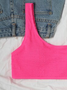 One Shoulder Bikini Top - Hot Pink - View 5