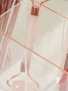 SHEIN BASIC LIVING Exclusive Makeup Brush Organizer-Rose Gold Rim - Clear - View 4