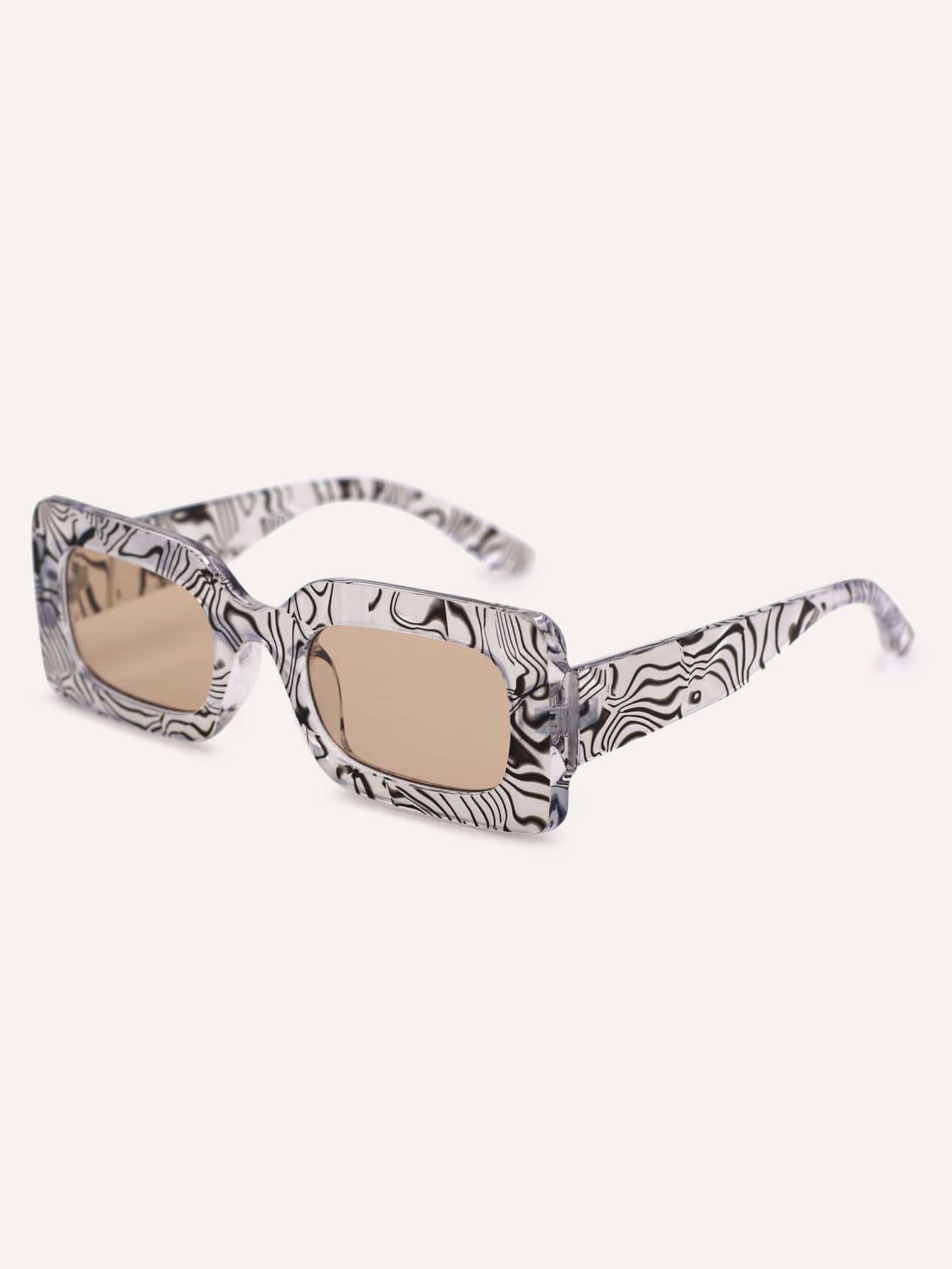 1 件女士塑料镜框方形装饰时尚眼镜，适合户外、旅行、派对使用，女士沙滩配饰，眼镜色调，秋冬女士基本款服装，夏季海滩度假、户外、旅行商务休闲礼物 - 黑與白 - 查看 1