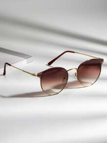 Tinted Lens Casual Fashion Glasses Women's Sunglasses-The Perfect Travel Accessory For Women Vintage Sunglasses Beach Sun Glasses Beach Accessories For Women Sun Glasses Sunglasses Shades Fashionable Shade Elegant Outfit Family Outings Travel Vacation Holiday For Summer Beach Vacation,Outdoor,Travel - Gold - View 1