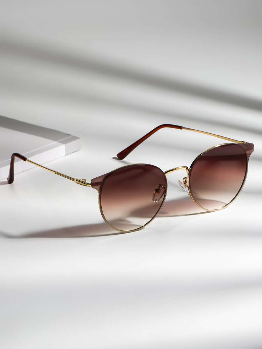 Tinted Lens Casual Fashion Glasses Women's Sunglasses-The Perfect Travel Accessory For Women Vintage Sunglasses Beach Sun Glasses Beach Accessories For Women Sun Glasses Sunglasses Shades Fashionable Shade Elegant Outfit Family Outings Travel Vacation Holiday For Summer Beach Vacation,Outdoor,Travel - Gold - View 1