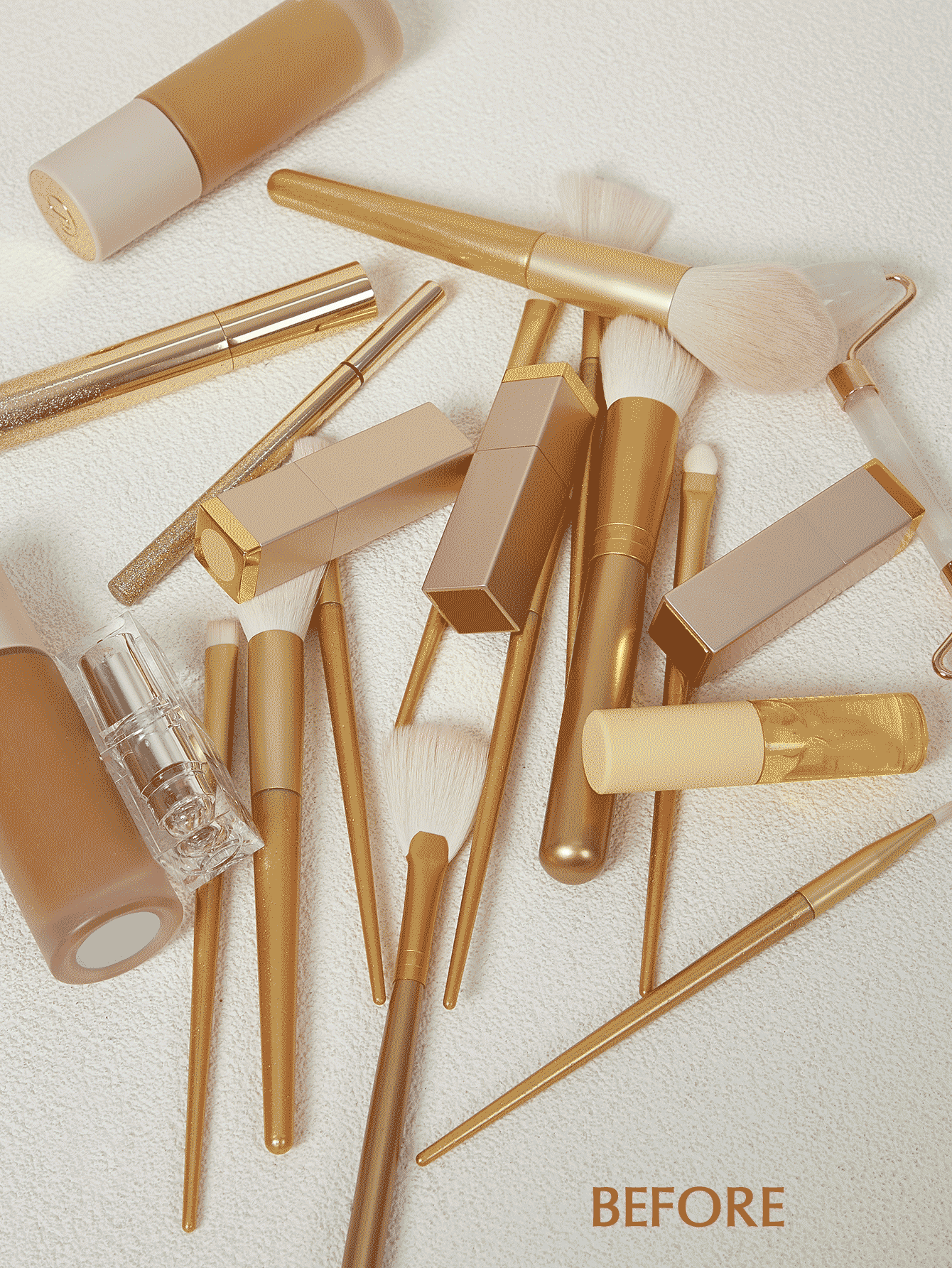 SHEIN BASIC LIVING Exclusive Rotating Makeup Organizer-Gold Rim Holiday Gift - Gold - View 4