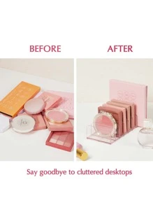 SHEIN BASIC LIVING Exclusive BPA-Free Plastic Divided Makeup Palette Organizer—Clear Peach Blush - Pink - View 6