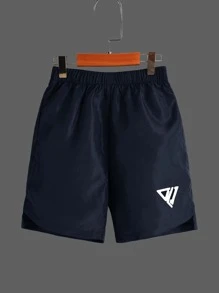 SHEIN Tween Boy Reflective Geo Print Shorts - Navy Blue - View 1