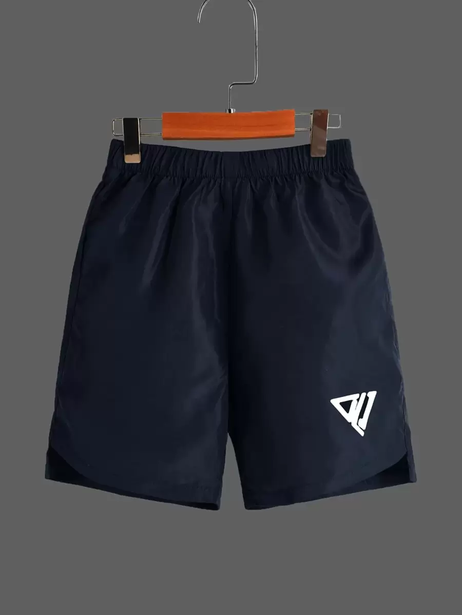 SHEIN Tween Boy Reflective Geo Print Shorts - Navy Blue - View 1