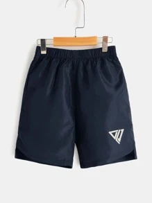 SHEIN Tween Boy Reflective Geo Print Shorts - Navy Blue - View 3