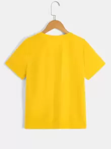 SHEIN Tween Boys' Game Controller & Letter Pattern T-Shirt, Minimalist, Comfortable, Casual, Suitable For Daily Summer Wear