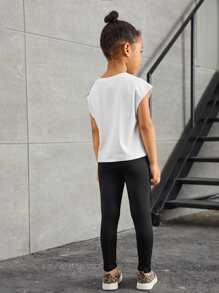 SHEIN Toddler Girls Leopard Print Tee & Pants - Multicolor - View 2