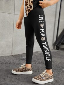 SHEIN Toddler Girls Leopard Print Tee & Pants - Multicolor - View 5