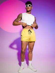 FeverCity 男士素色條紋針織短款背心 - 白色 - 查看 5