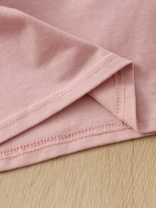 SHEIN Camiseta con volantes para niña joven - Rosa vieja - Ver 3