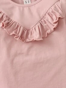 SHEIN Camiseta con volantes para niña joven - Rosa vieja - Ver 4