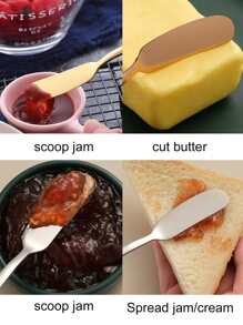 2/4/6件不锈钢黄油刀套装、果酱涂抹器、黄油卷发器、蛋糕装饰工具、融化黄油刷、奶酪切片器、奶油甜点刀、沙拉酱涂抹器 - 銀色 - 查看 4