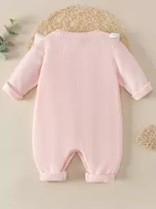 SHEIN Babymeisjes romper met geblokt patroon en ruches en kabelbreisel