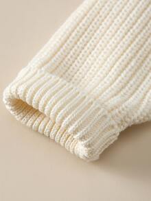 Bebé Jersey de cuello redondo tejido de canalé - Beis - Ver 3