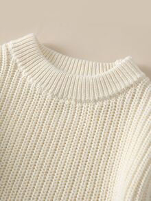 Bebé Jersey de cuello redondo tejido de canalé - Beis - Ver 4