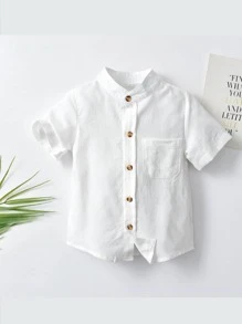 SHEIN Camisa De Bolso Com Remendo Para Garoto Jovem