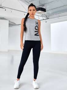 Gameset SHEIN Sport Letter Graphic Sports Tank Top Gym Top - Grey - View 5