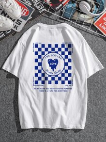 Manfinity Roghcode Tops Nam Lá thư Sọc ca rô Sẵn sàng - trắng - Xem 1