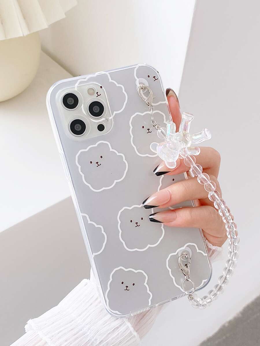 Funda para móvil con estampado de dibujos animados con con diseño de oso con tira de mano - transparente - Ver 1