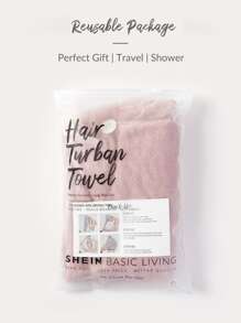 SHEIN Basic living BASIC LIVING Exclusive Quick Dry Microfiber Hair Turban Towel Coral Fleece Holiday Gift-Ash Rose Christmas For Holiday Gift Giving Home Bathroom DecorHair Bonnet