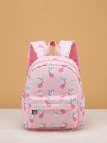 女孩卡通圖形經典背包 - 粉色 - 查看 1