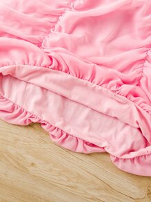 Chica preadolescente Vestido de fiesta de tirantes con fruncido bajo con fruncido - Rosa Pálido - Ver 3