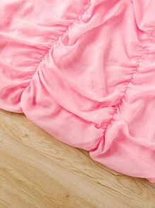 Chica preadolescente Vestido de fiesta de tirantes con fruncido bajo con fruncido - Rosa Pálido - Ver 4