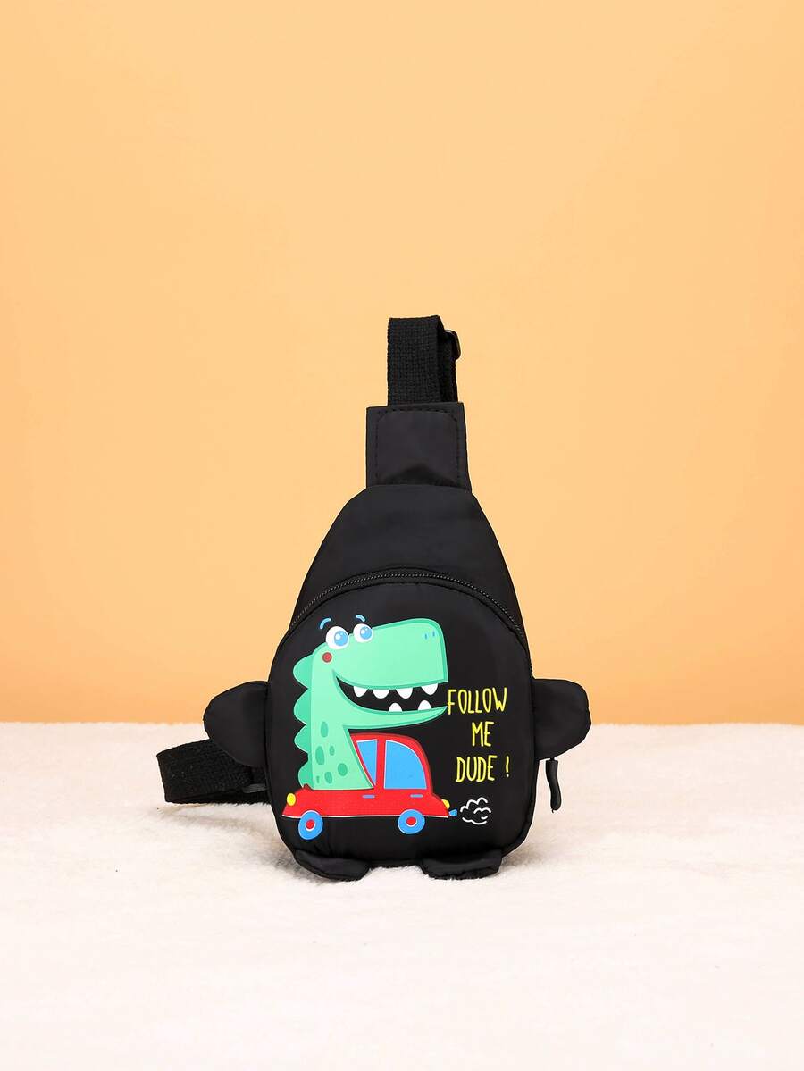 兒童卡通圖案單肩包 - 黑色 - 查看 1